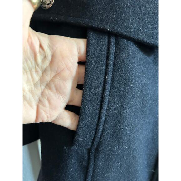 LAUNDRY by SHELLI SEGAL $298 NAVY Wool Military Style Faux Fur Jacket Size 4 - Picture 9 of 14